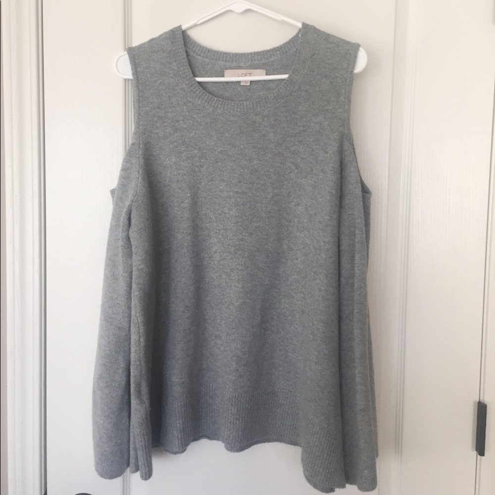 LOFT Gray cold shoulder sweater